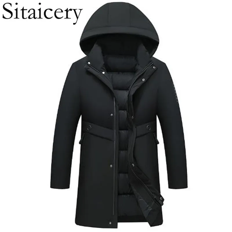 Sitaicery 2021 пуховик Мужская набивка из утиного пуха пальто для мужчин Толстая теплая