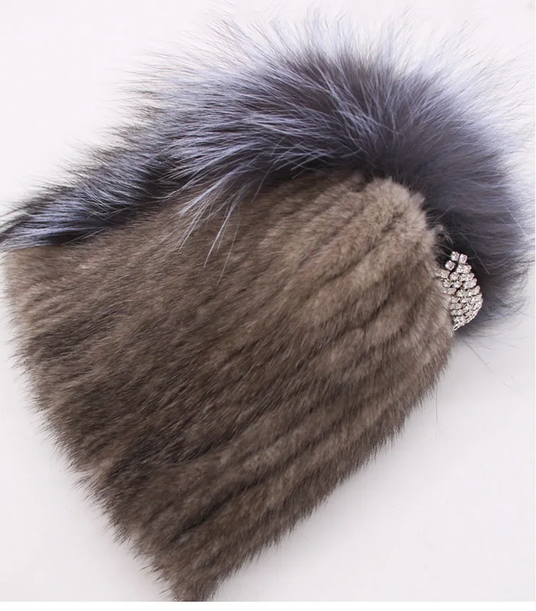 020120 новые модные популярные зимние аксессуары для женщин Skullies& Beanies Регулируемая основа вязаная шапка из меха норки и лисы