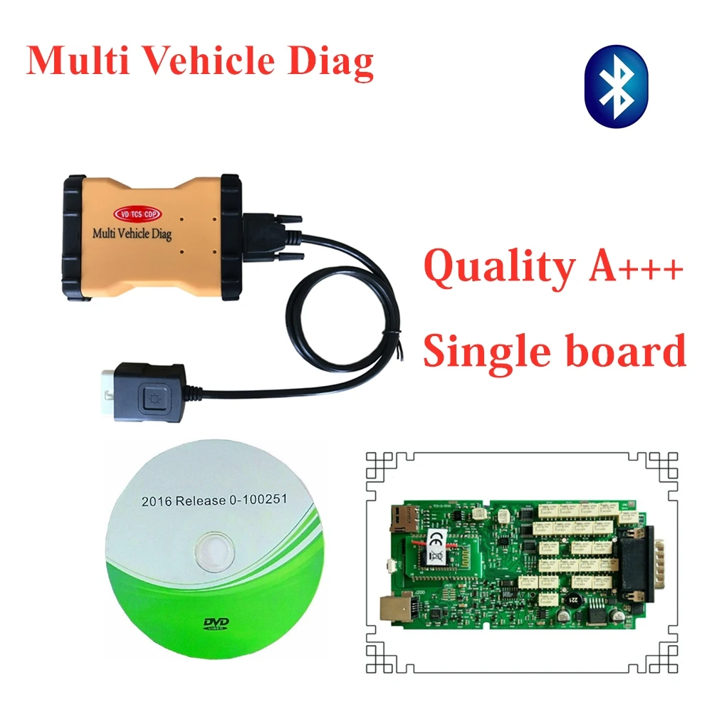 Качество A+ зеленый одноплатный с bluetooth 2016R0/2015R3 VD TCS C-D-P obd obd2 диагностический инструмент+ Полный комплект 8 шт. автомобиля/грузовика кабели - Цвет: with bluetooth
