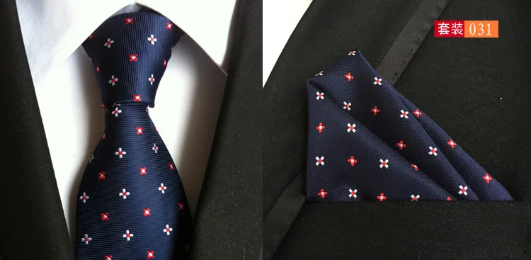 Модный цветочный галстук "пейсли" для мужчин 8 см шелковый Набор платков и галстуков для свадьбы Одноцветный галстук носовой платок наборы - Цвет: 031