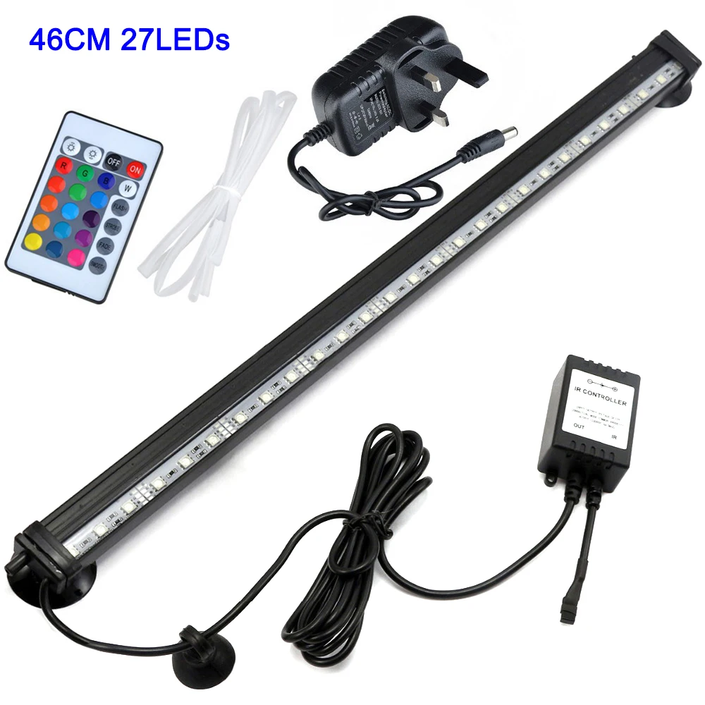 Aquarium Light LED 16- 51CM 5050 RGB Waterproof Remote Control Lamp Aquarium Fish Tank Underwater Submersible Light D30 - Цвет: UK 46CM