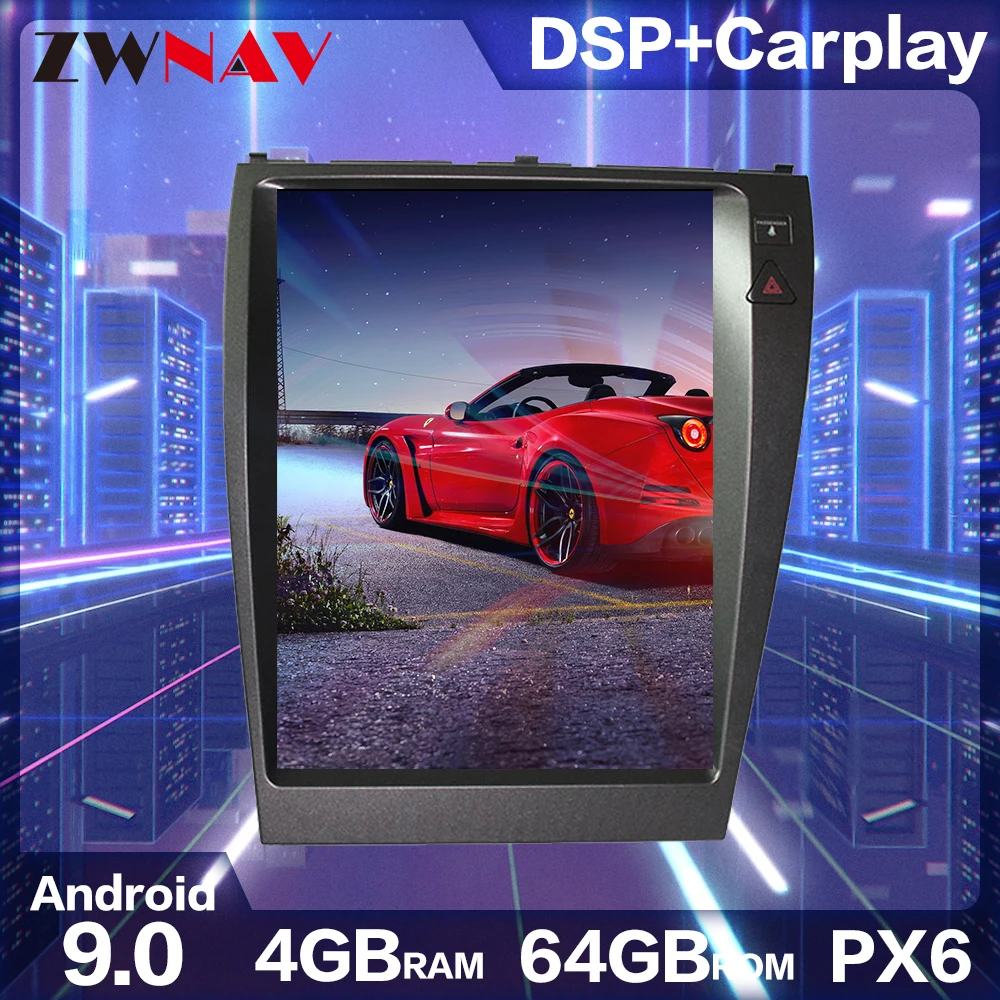 

12.1''Vertical screen Tesla Android 9 voice control Built-in CARPLAY Car Radio For Lexus ES ES240 ES350 2004 - 2012 GPS Nav