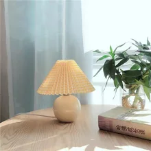 Retro Vintage Pleated Folds 24CM Fabric Lampshade Table Lamp Accessories Modern Minimalist Bedside Lamp Accessories