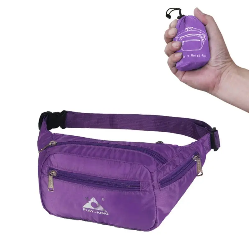 Складная поясная сумка ремень нейлоновая сумка для путешествий набедренная сумка на плечо кошелек - Цвет: Фиолетовый