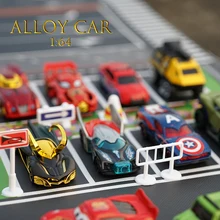 6 шт. Diecast металлические игрушечный автомобиль модель автомобиля трактор военные фермерская техника 1: 64 Бэтмен Железный человек Тони мини Aolly Строительный набор игрушек