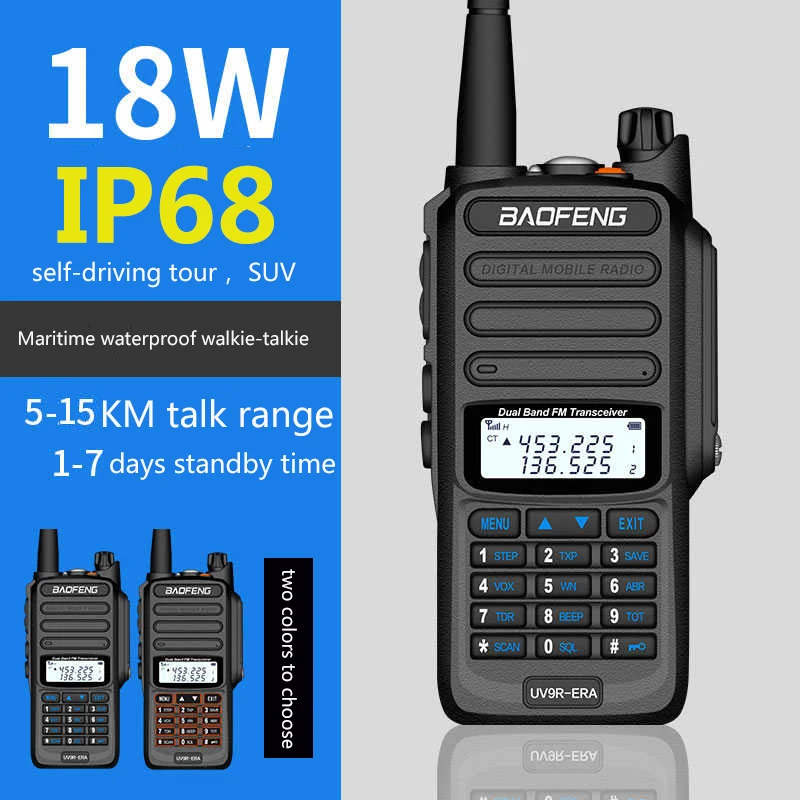 2020 PPT IP68 waterproof walkie talkie long range 15km baofeng uv-9r plus 18W cb ham radio hf transceiver UHF VHF radio station