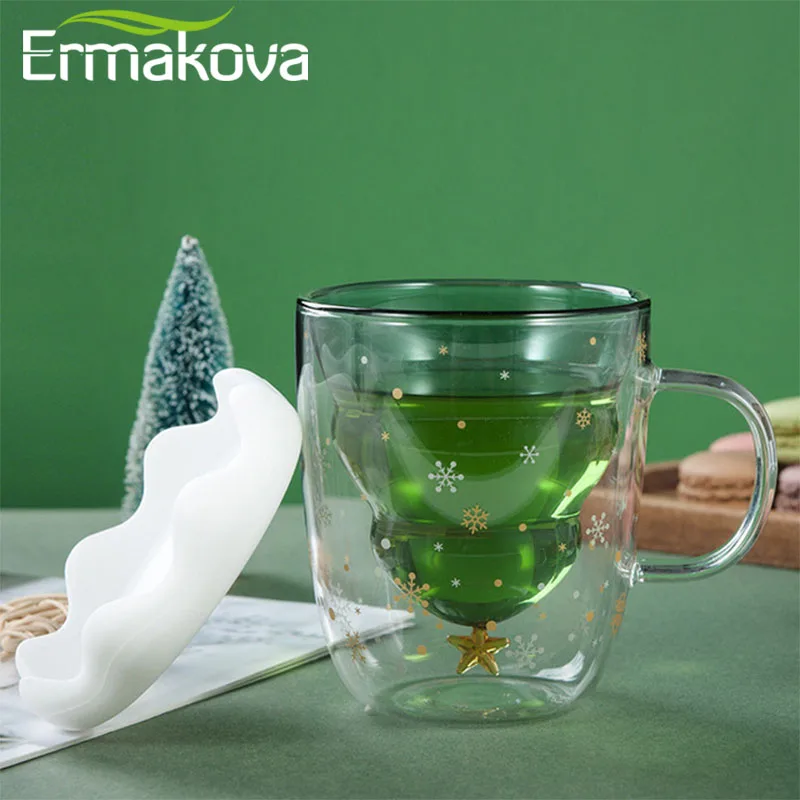 ERMAKOVA Рождественская елка кофейная кружка с двойными стенками Изолированная