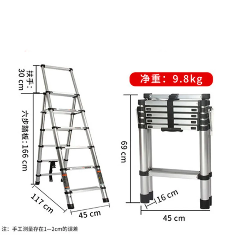 Телескопическая лестница алюминиевая телескопическая Выдвижная Высокая многофункциональная телескопическая лестница ступенчатая лестница - Цвет: 4