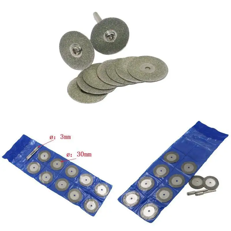 10 Pcs/ Set 30mm Diamond Coated Rotary Cutting Cut Off Blade Wheels Disc Kits New LB88