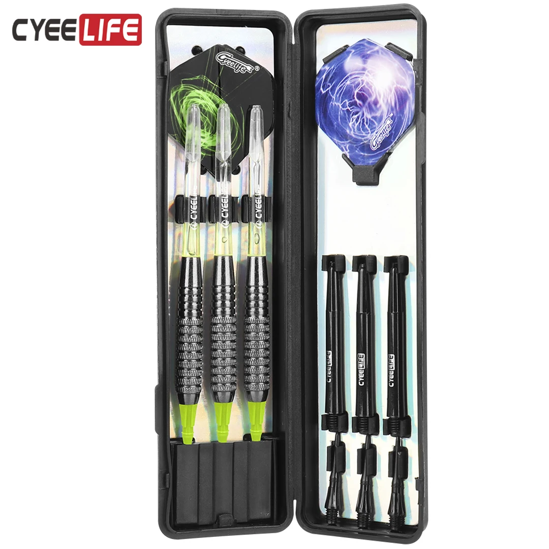 12 Fléchettes Soft Tip CyeeLife Avec Pointes Plastique - Set Premium Laiton 4 Designs Accessoires