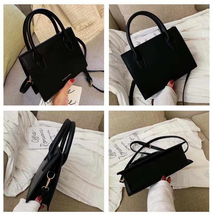 

2019 Autumn New Style WOMEN'S Bag Hand Exposure Zipper Square Sling Bag Solid Color Simple-Style Lettered Bag's Glitter Bag