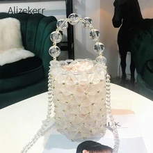 Прозрачная вечерняя сумка-мешок с кристаллами для женщин, новинка, роскошная акриловая жемчужина, украшенная бисером, вечерняя сумочка-клатч, женская вечерняя сумка