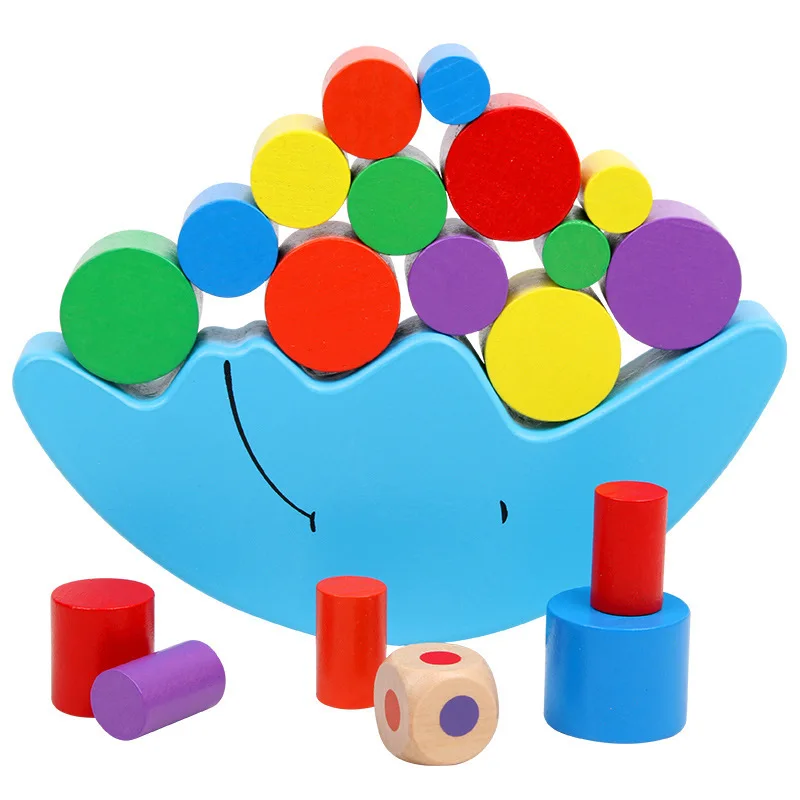 

Baby Wooden Toys Blue Moon Balance Blocks Game Kids Early Educational Toys For Children Building Blocks Hand & Feet Finders Gift