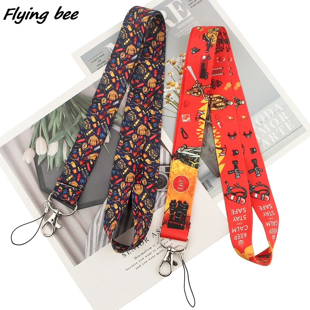Flyingbee-Correa de cuello para llaves, equipo de fuego, tarjeta de identificación, teléfono, insignia y sujección de USB, lazo de cuerda para colgar, cordel para bomberos X1655