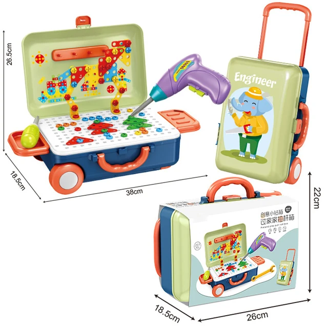 207Pcs Electric Drilling Screw Set 3D Mosaic Puzzle Toys For Children Building Bricks Toys Kids DIY Educational Disassembly Toy 2