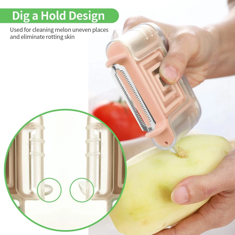 3 in 1 Vegetable Peeler for Potato Tomato Carrot Zucchini Peelers with Swivel Serrated Plastic