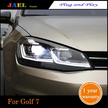 

JAEL LED Headlight For Golk7 Golf 7 MK7 Headlights LED DRL Running lights Bi-Xenon Beam lights angel eyes High Quality