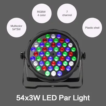 

LED Flat Par 54x3W RGB Color Lighting Strobe DMX Controller For Disco DJ Music Party Club Dance Floor Bar Darkening Stage Light