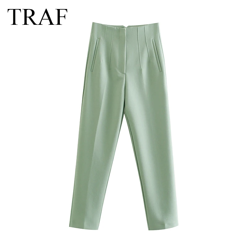 TRAF Pants Autumn Fashion Chic Loose Harem Pants Multicolor Pockets Woman  Clothes Vintage High Waist Trousers Street Wear