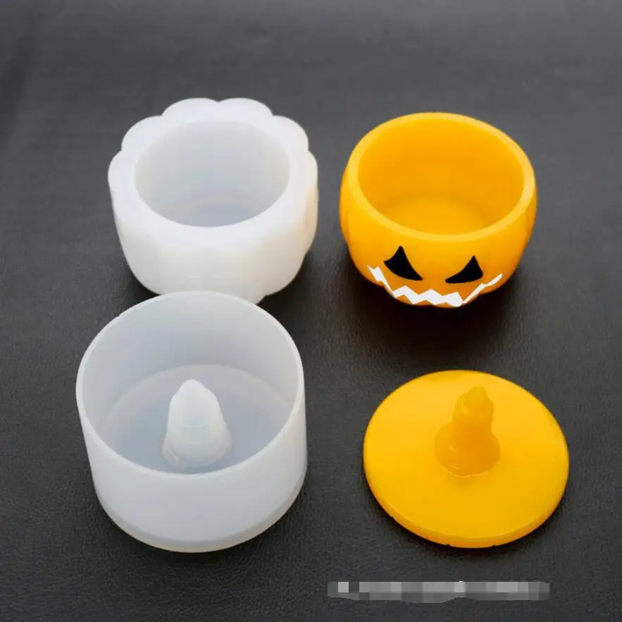 

Diy crystal epoxy gel storage box mold pumpkin storage box with handmade table Halloween