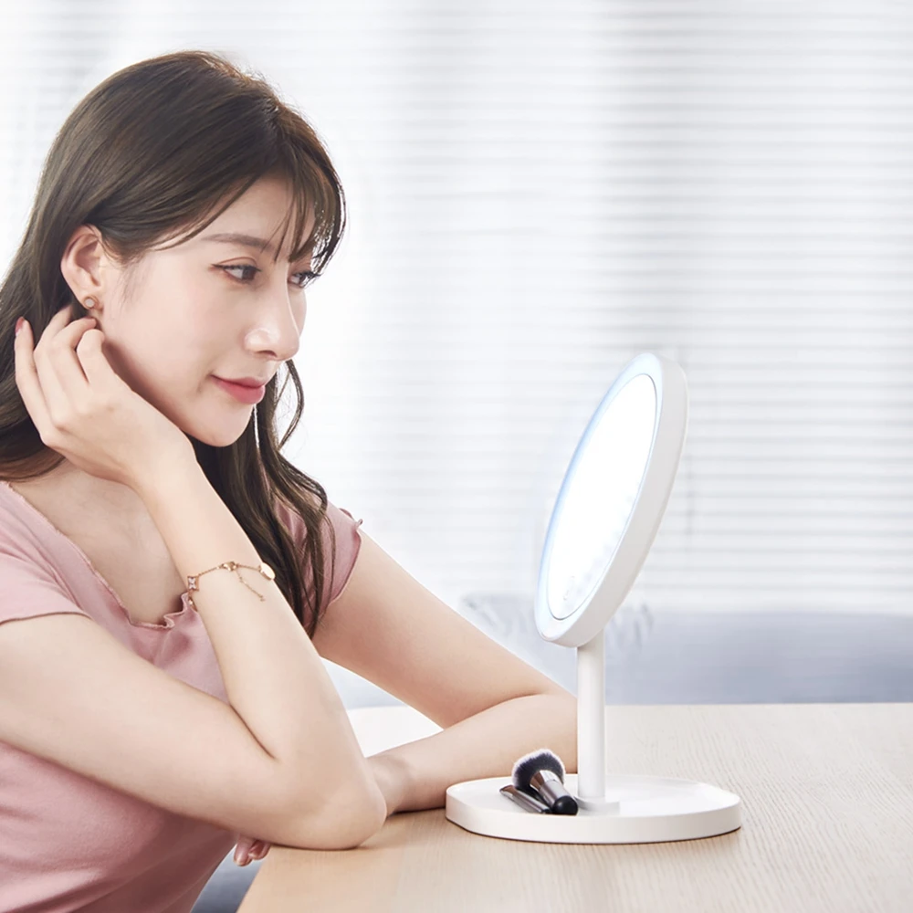 Beste Originele Xiaomi XY Draagbare LED Touch Dimbare Make Up Spiegel Lamp Licht 6.7 inch USB Lading Vergrootglas Desktop Make Up Lamp