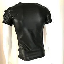 Сексуальное нижнее белье майка латексная футболка мужские ПВХ Кожаные Жилеты белье костюм для ночного клуба Гей Нижнее белье Мокрый Вид Фетиш бондаж