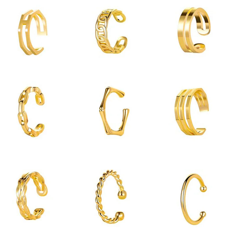 Ronda de Clip de oreja Punk sin Piercing Earcuff para las mujeres Simple joyería de acero inoxidable personalidad creativa accesorios regalos