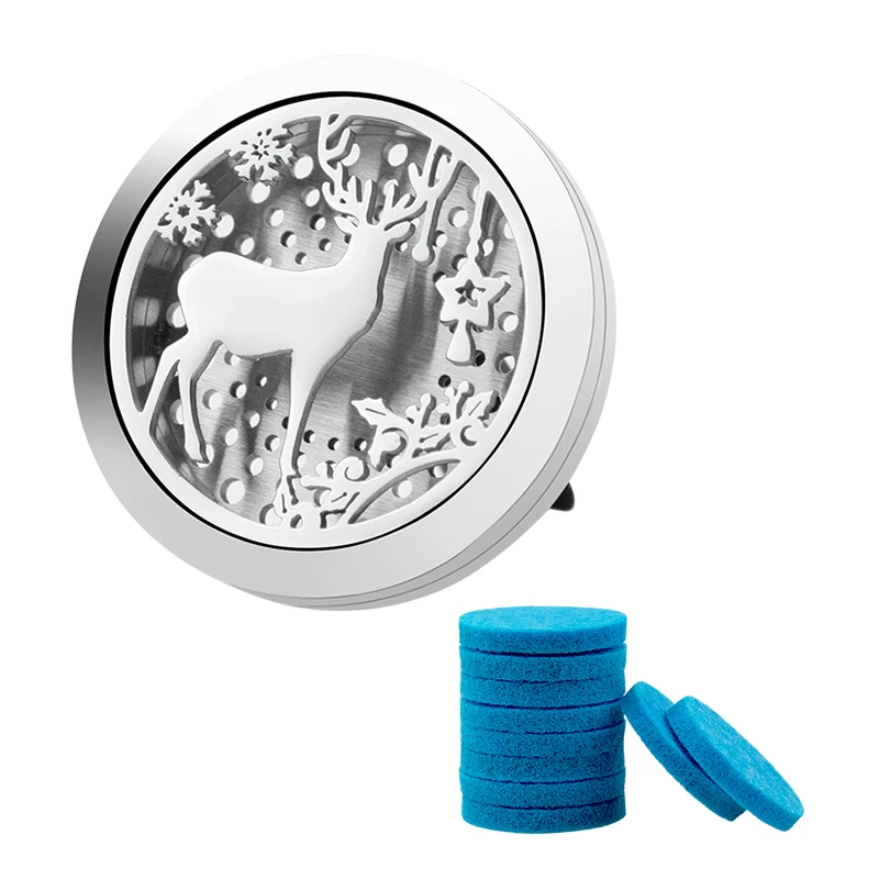 Christmas Theme Car Air Freshener Holder Accessories For Flavoring Perfume Smell Scent Auto Interior Decoration Aroma Fragrance - Название цвета: 1 Deer N Blue