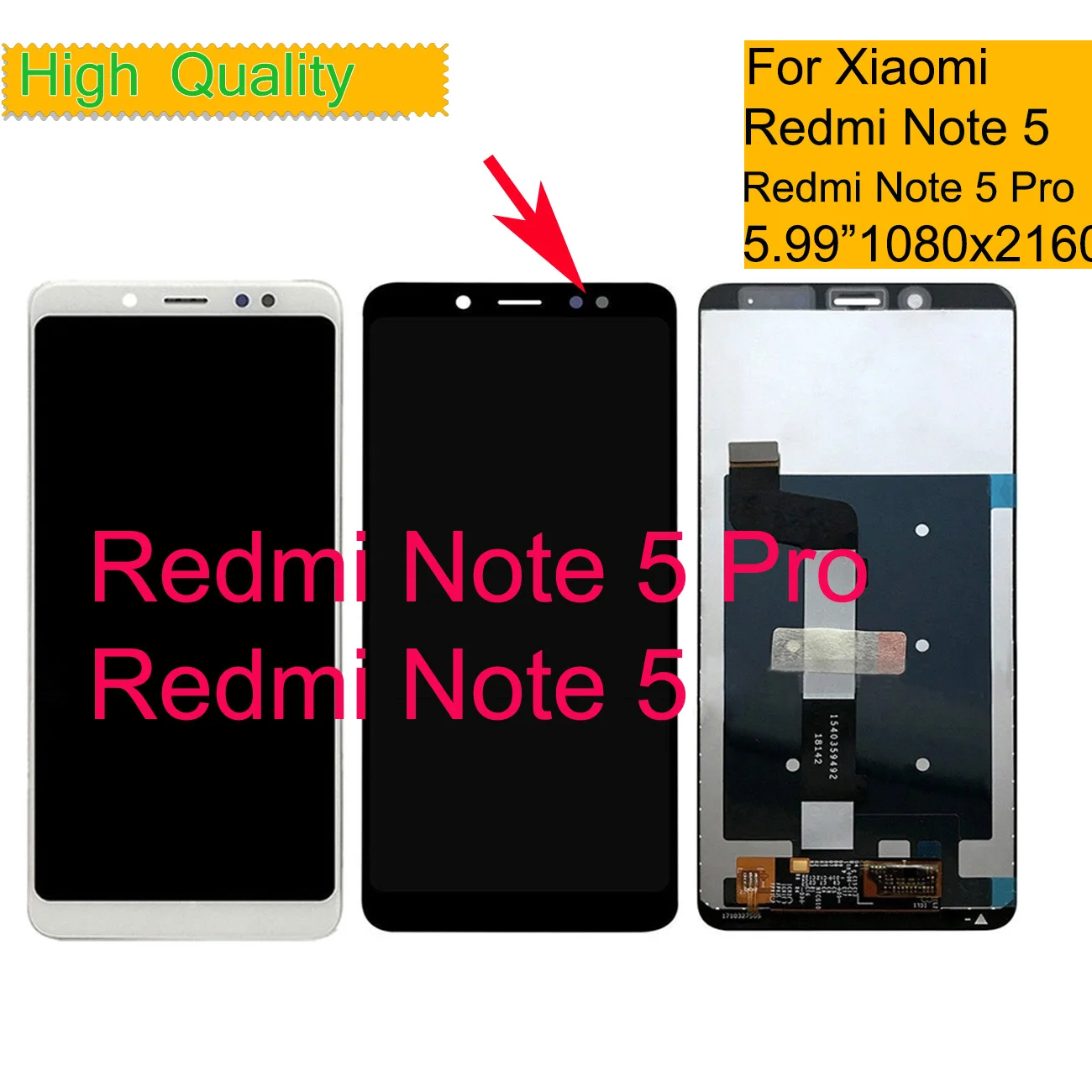 

10Pcs/lot For Xiaomi Redmi Note 5 lcd panel Digitizer assembly with Frame for Redmi Note 5 pro display Replacement Repair
