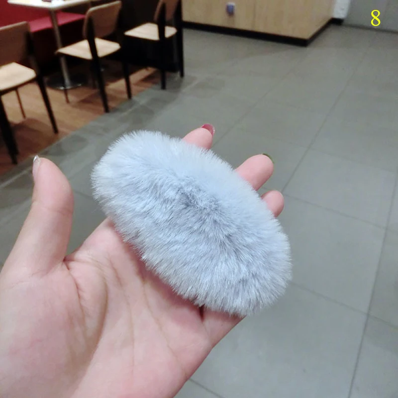 8 Новые популярные корейские зимние плюшевые однотонные заколки для волос из искусственного меха, заколки для волос для девочек, модные детские заколки для волос, аксессуары для волос - Цвет: 8
