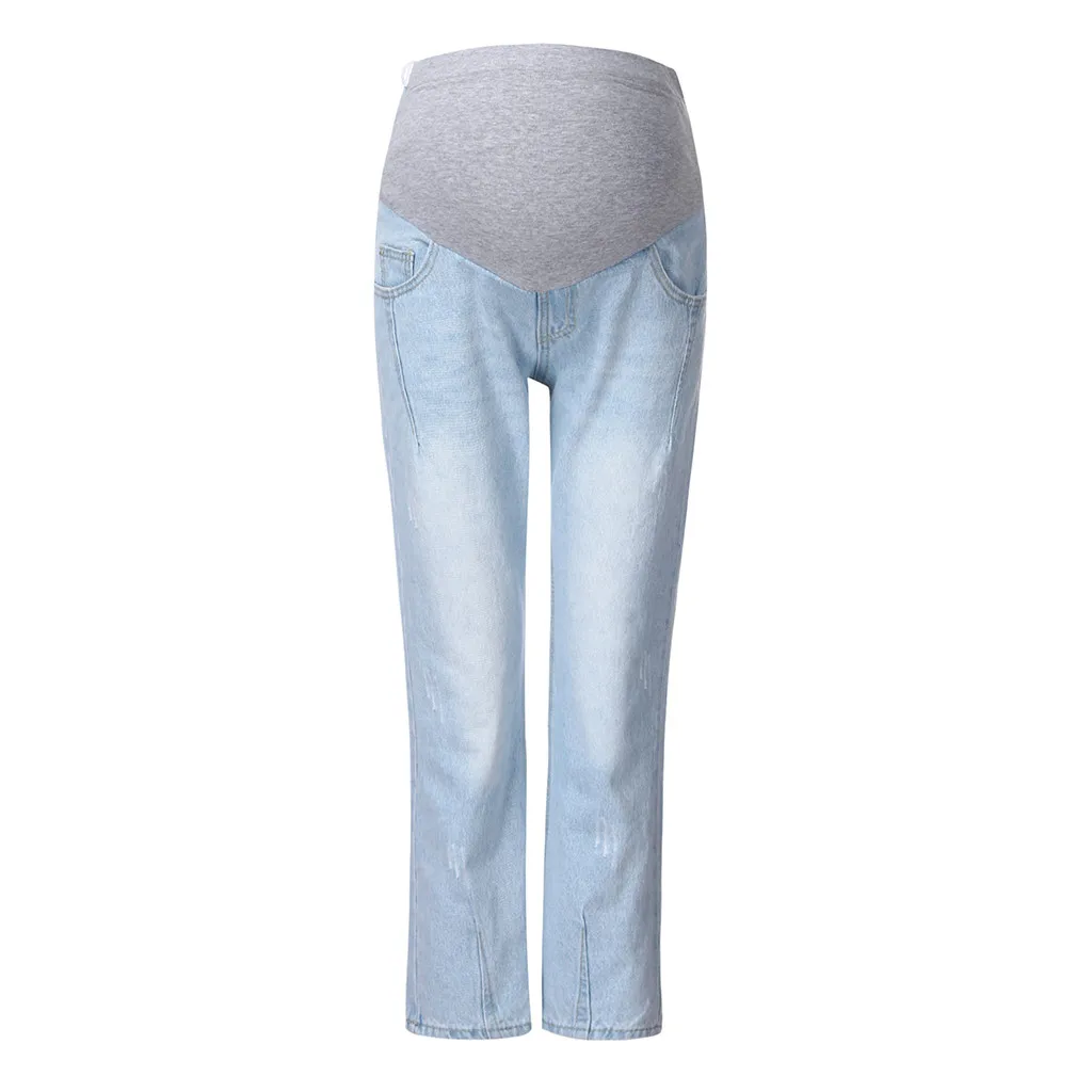 Light Blue Pregnant Woman Jeans Maternity Pants Trousers Nursing Prop Belly Legging maternity pants - Цвет: Light Blue