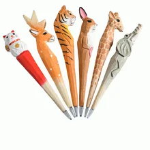 Смогите заменить шариковую ручку, деревянную ручку животного, деревянную ручку шаржа резную, творческую ручку канцелярских принадлежностей