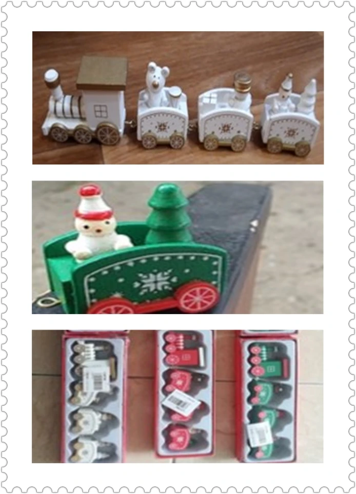 Новый Рождественский поезд окрашенный дерево Рождественское украшение для дома с Сантой/медведем рождественские детские игрушки подарок