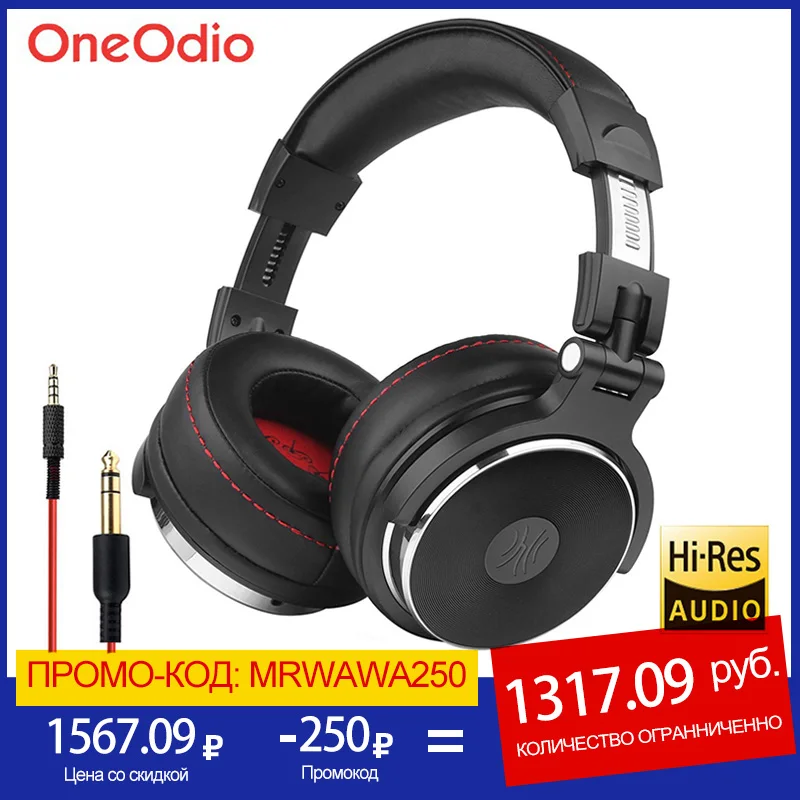 Oneodio Wired Professional Studio Pro DJ Headphones With Microphone Over Ear HiFi Monitor Music Headset Earphone For Phone PC