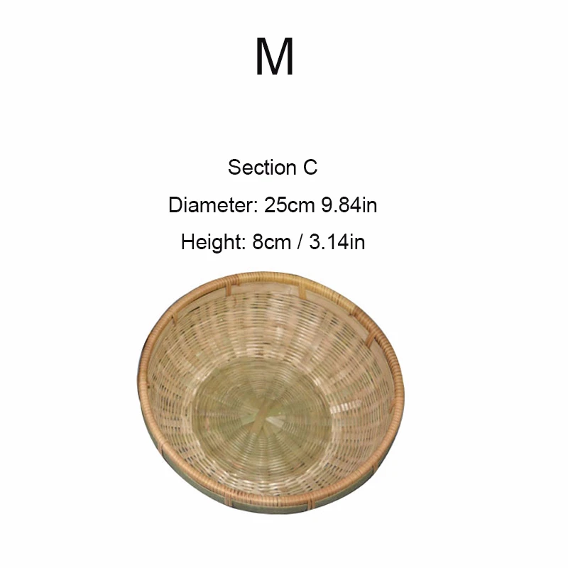 Mdiameter25cm Плетеная корзина для фруктов ручной работы бамбуковый лоток Berad блюдо для овощей для пикника пищевой ящик для посуды домашний декор Panier Osier - Цвет: Mdiameter25cm