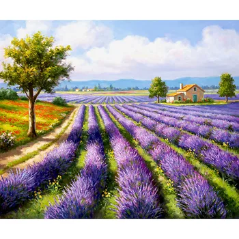 

New 5D DIY Daimond Painting Cross stitch Lavender landscape 3D Diamond Embroidery Full Square/Round Rhinestones decoration M1017
