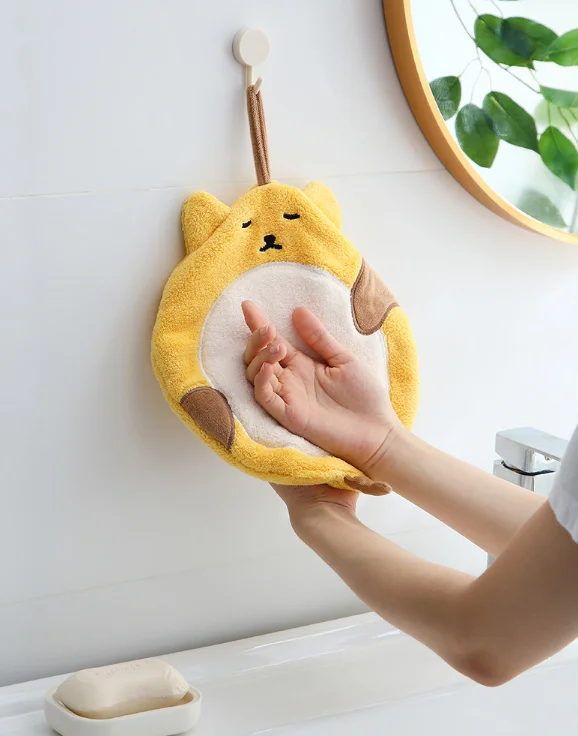 Hung thick water absorption does not lose hair soft children lovely coral velvet toilet kitchen clean hand towel J05