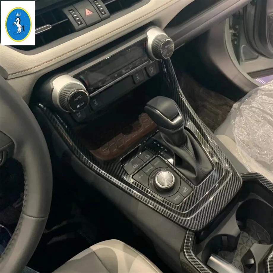 Yimaautotrim авто аксессуар внутренняя консоль панельная Накладка для коробки передач отделка Подходит для TOYOTA RAV4 RAV 4 ABS углеродное волокно вид