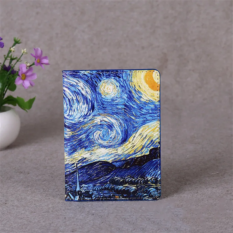 Starry Sky Passport Cover Fashion Women Men Pu Leather Travel Wallet Landscape Passport Holder High Quality Case for Passports