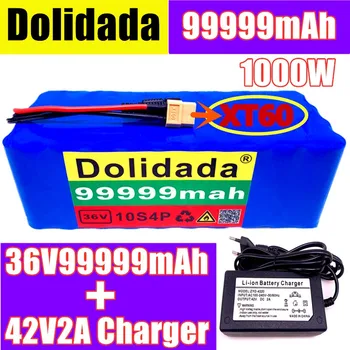 

XT60-interface 36V battery 10S4P 99999Ah battery pack 1000W high power battery 42V99999mAh Ebike electric bike BMS + 42v charger