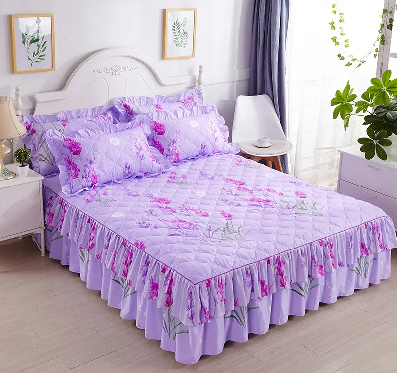 7 Korean Simmons Bed Skirt Quilted Thick Thick Comfortable Brushed Bed Cover Sheets All-inclusive Dust Cover Home Decoration - Цвет: 7