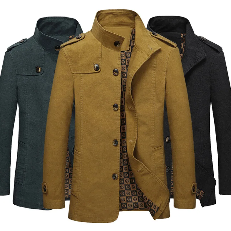 

Spring And Autumn New Style Men Jacket Pure Cotton Brushed Washing MEN'S Trench Coat Korean-style Slim Fit Fashion