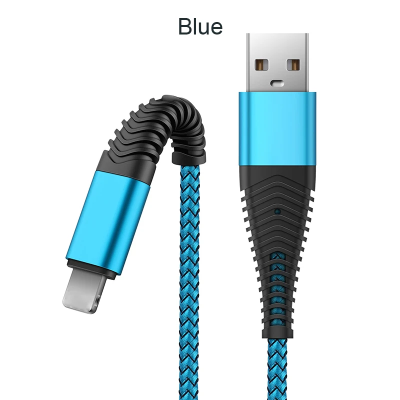 Blue(For IOS ) 1/2/3 м зарядный кабель для синхронизации данных в Зарядное устройство Micro USB зарядный кабель USB C iOS зарядный кабель для передачи данных для iP 6 7 8 XS XR для LG для OnePlus - Цвет: Blue(For IOS )