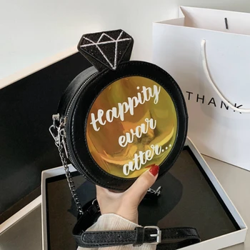 

MINI Round Sequin Diamond Design Women Fashion Leather Purse and Handbag Crossbody Chain Bag 2020 Ins Ladies Casual Shoulder Bag
