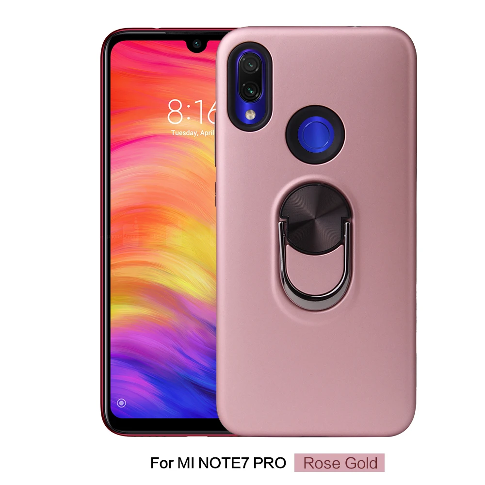 Для спортивной камеры Xiao mi 7A CC9E Red mi 7 Red mi K20 mi NOTE7 прозвона хранения 90 градусов+ кольцо пластина 360 градусов вращение мягкий TPU+ PC чехол sha - Цвет: Rose gold
