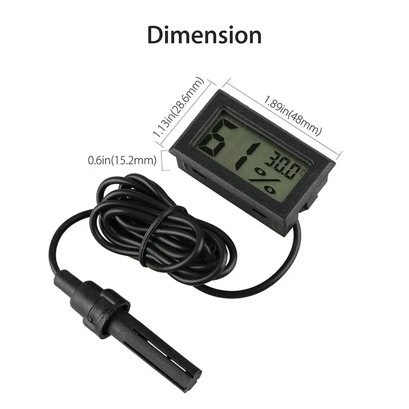 Thermometer Hygrometer Digital Thermometer Mini LCD Digital Thermometer Hygrometer Gauge Tester Probe Incubator Aquarium Temperature Humidity Meter Sensor