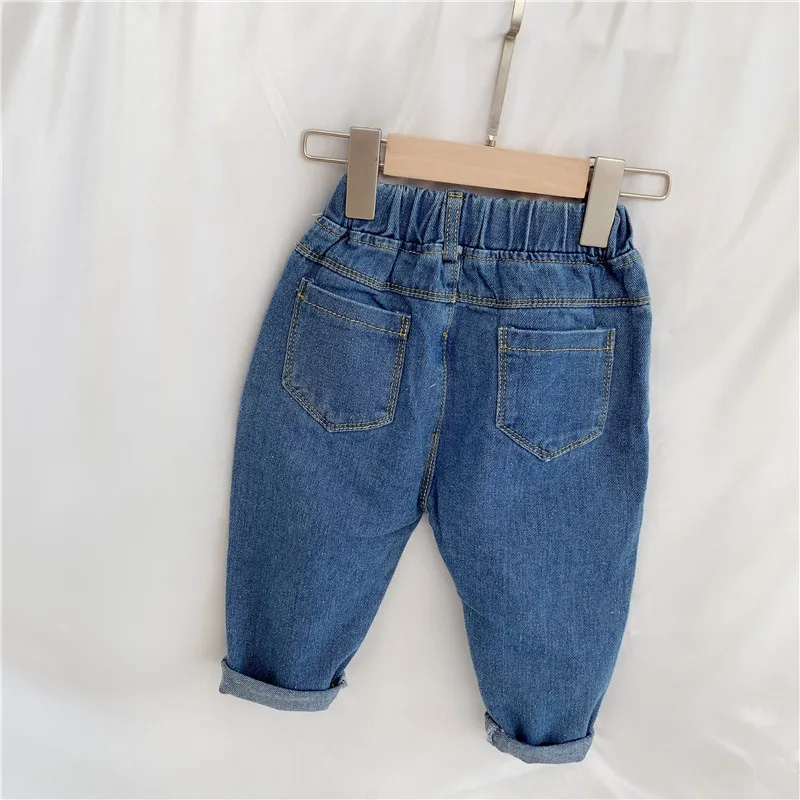 Jeans for Girls Boy Pants Children's Warm Jeans Spring and Autumn Baby Trousers Korean Version of the Cartoon Big PP Pants