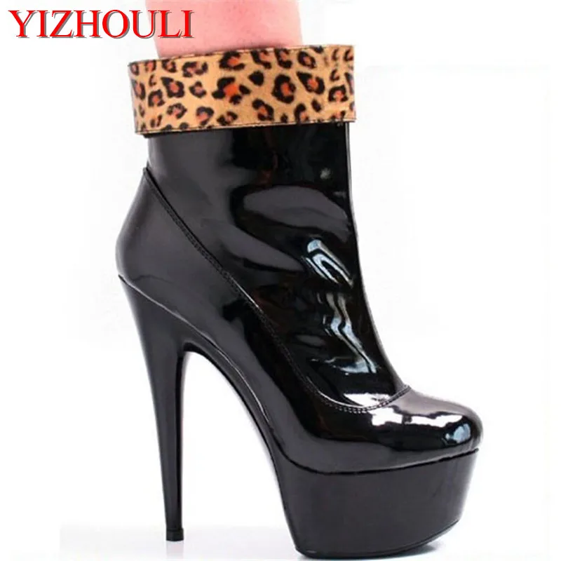 6 Inch Sexy Shoes For Women Sexy Leopard Print Fashion 15cm High-Heeled Shoes Sexy Fashion Ankle Boots Platforms Shoes