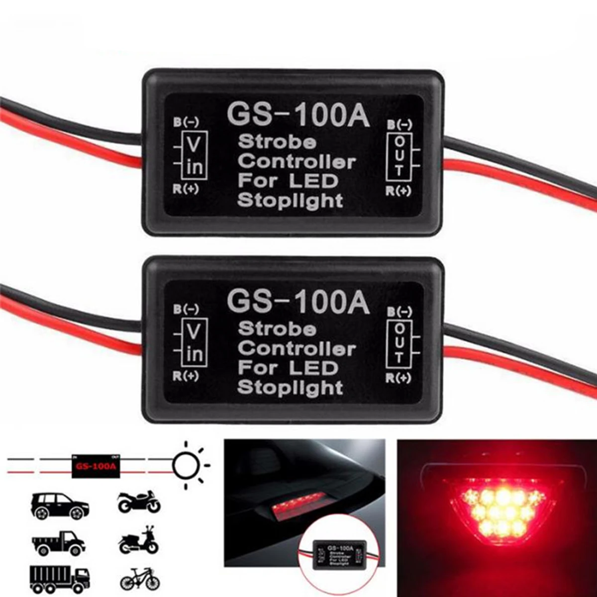 2pcs 24W контроллер вспышки модуль мигалки для светодиодный тормозной светильник задний стоп-светильник 12-30V