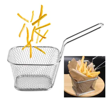 

8Pcs Mini Stainless Steel Chips Deep Fry Baskets Food Presentation Strainer Potato Cooking Tool Chef Basket Colander Tool